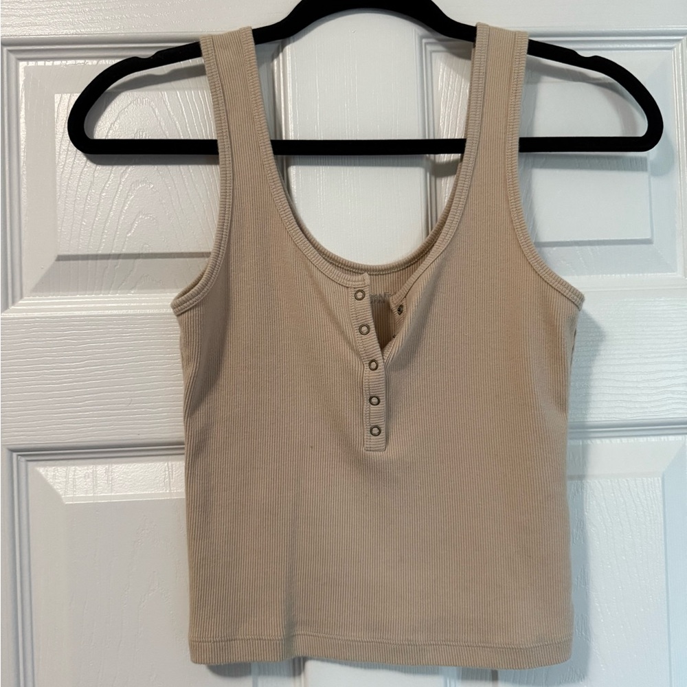 Abercrombie & Fitch Taupe Buttoned Tank Top